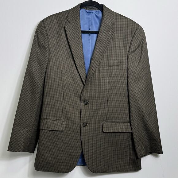 Chaps Men’s Blazer Jacket Brown Micro Houndstooth Sport Coat Size 40R - Picture 6 of 8